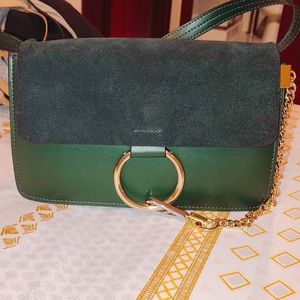 Green Suede & Leather Bag